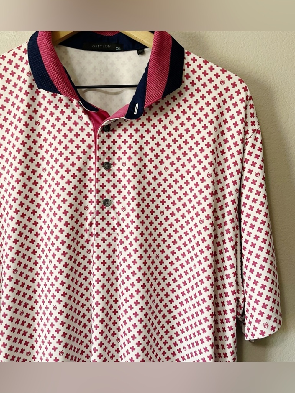 Greyson Men's Love + Loyalty Short Sleeve Polo Shirt Pink Size XXL Golf Preppy - Picture 6 of 13